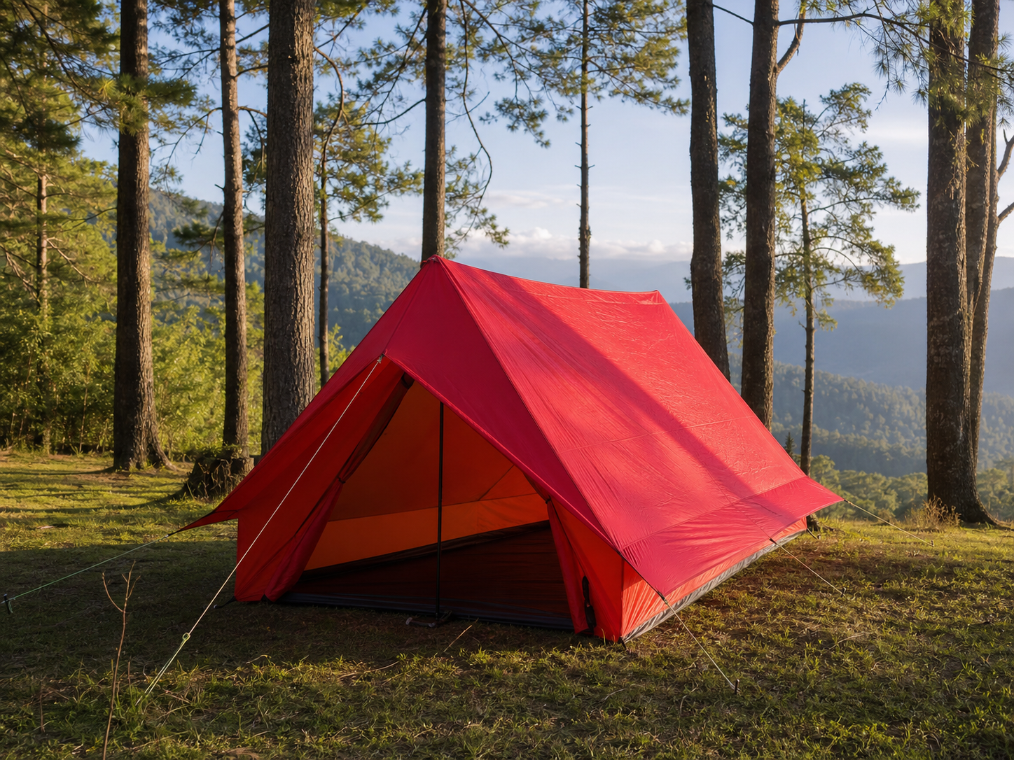 Alpine tent at a Ziro Valley forest campsite